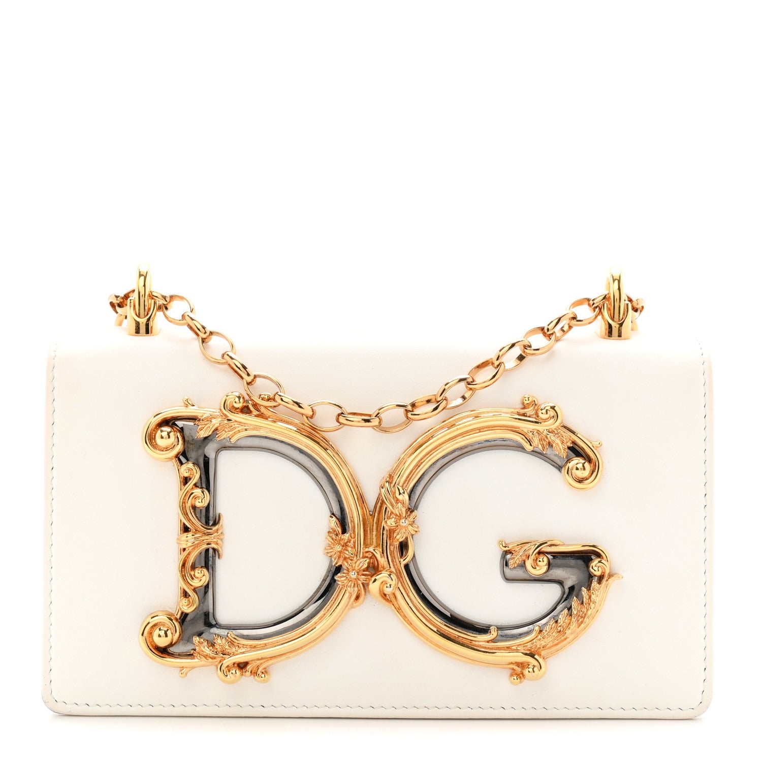 Dolce & Gabbana Calfskin DG Girls Phone Shoulder Bag White 1 of 9