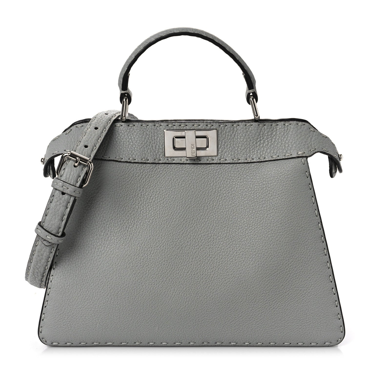 Fendi Cuoio Romano Selleria Bi-Color Small Peekaboo I SEE U Satchel Ghiaccio Asfalto 1 of 7