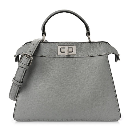 Fendi Cuoio Romano Selleria Bi-Color Small Peekaboo I SEE U Satchel Ghiaccio Asfalto 1 of 7