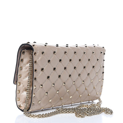 Valentino Garavani Lambskin Rockstud Spike Wallet on Chain Sand 3 of 9