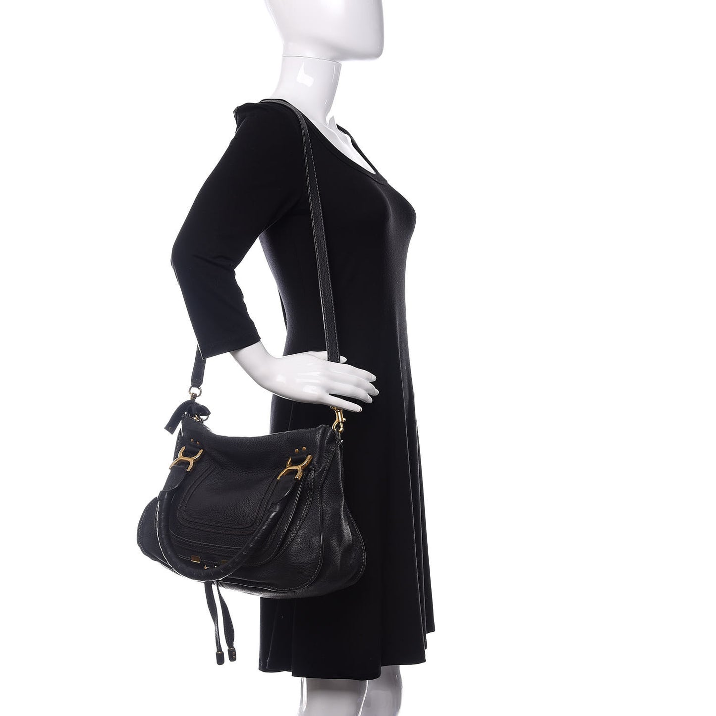 Calfskin Medium Marcie Satchel Black