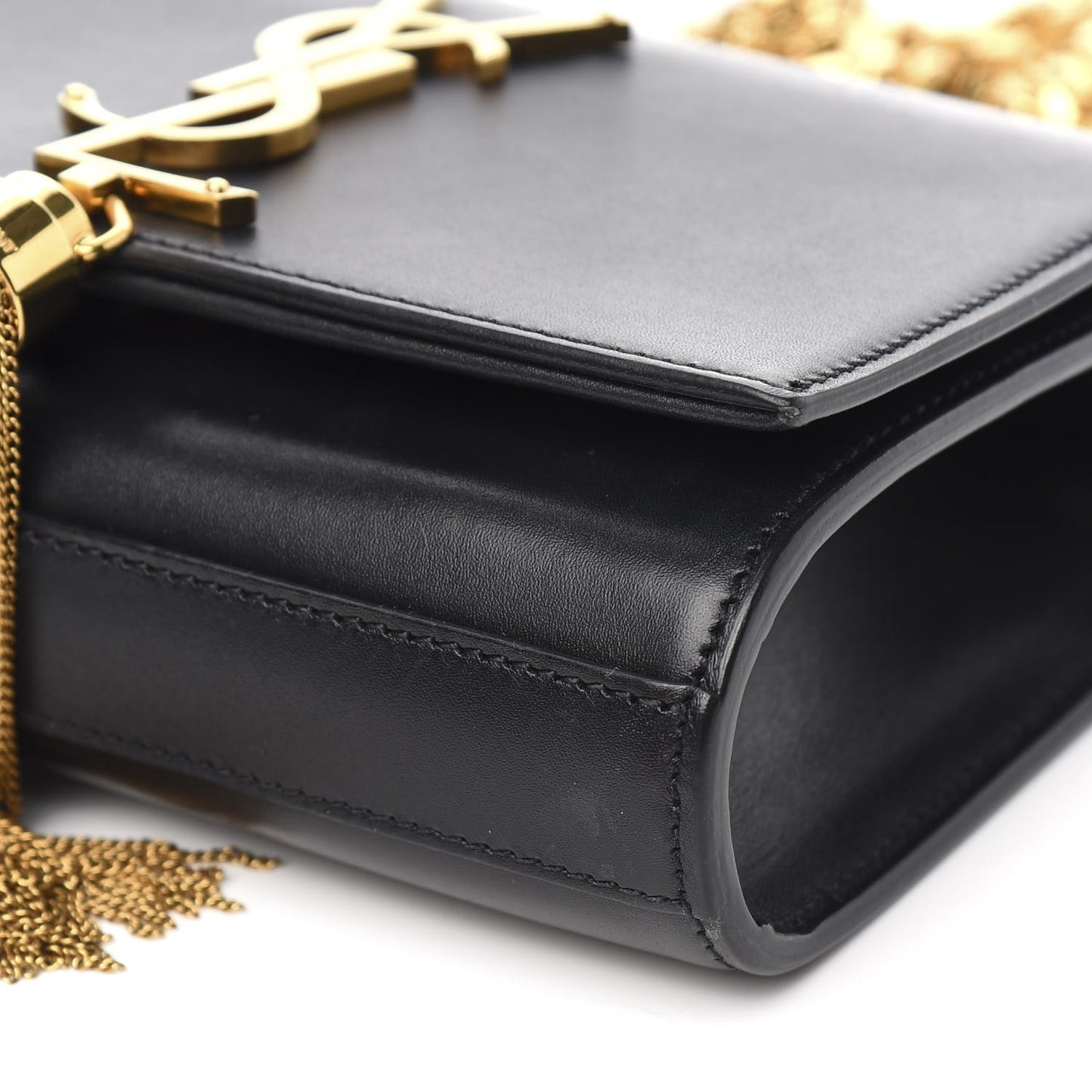Calfskin Small Classic Monogram Kate Tassel Satchel Black