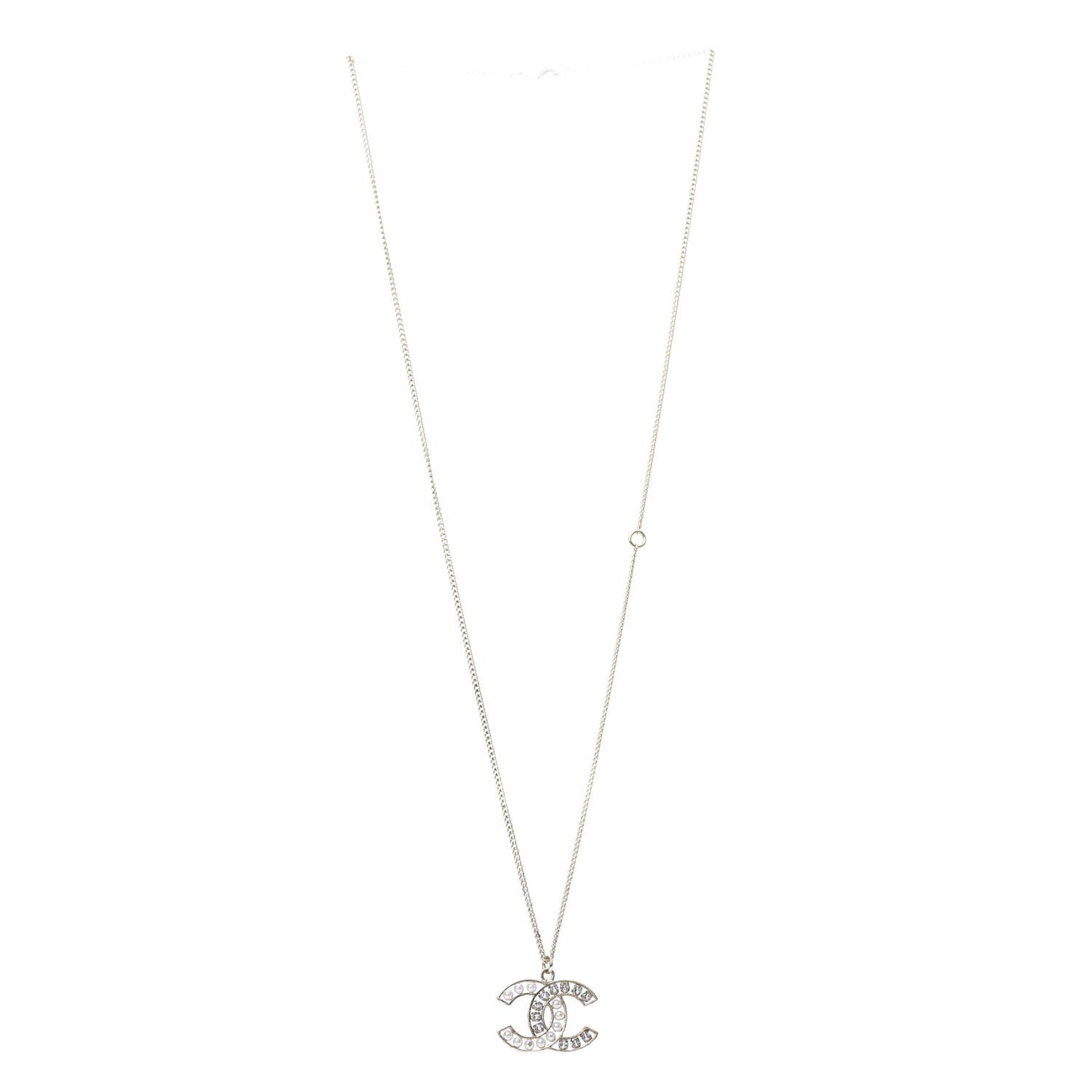 Pearl Crystal CC Pendant Necklace Gold