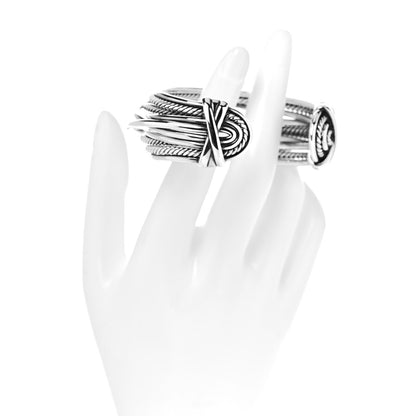 David Yurman Sterling Silver Wide Crossover Cuff Bracelet 3 of 4
