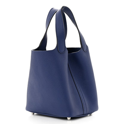 Hermes Taurillon Clemence Picotin Lock 18 PM Bleu Saphir 3 of 11