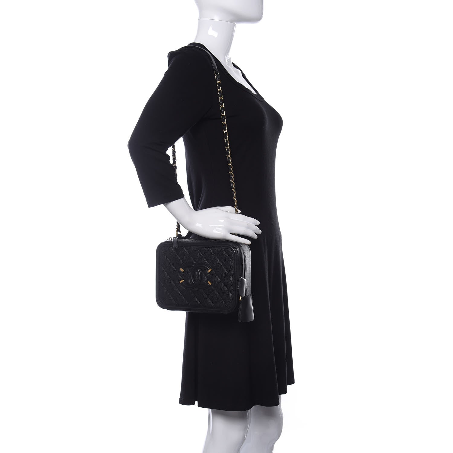 Chanel Caviar Quilted Medium CC Filigree Vanity Case Black 2 of 10