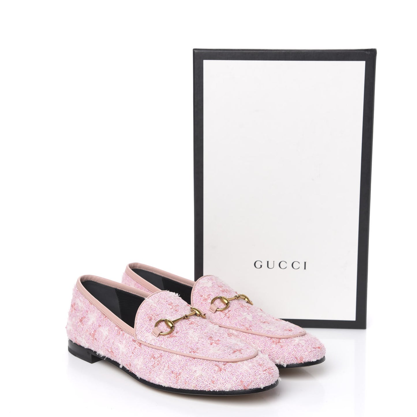 Wool Tweed Horsebit Womens Jordaan Loafers 39.5 Pink White Perfect Pink