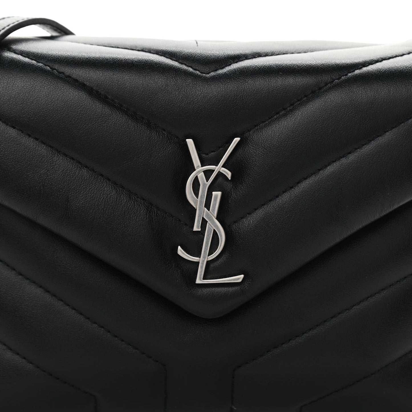 Calfskin Y Quilted Monogram Toy Loulou Crossbody Bag Black