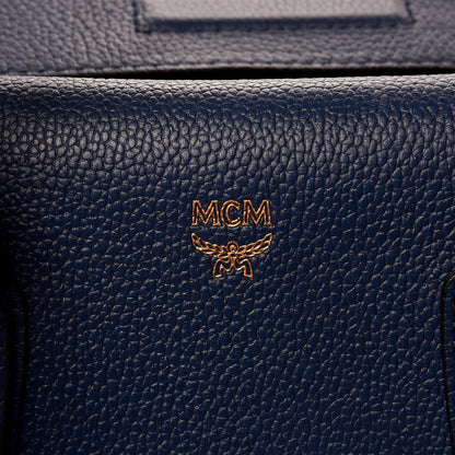 MCM Grained Calfskin Medium Milla Tote Navy 7 of 8