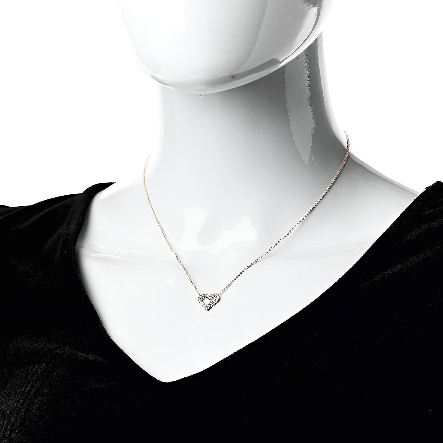 18K Rose Gold Diamond Mini Heart Pendant Necklace
