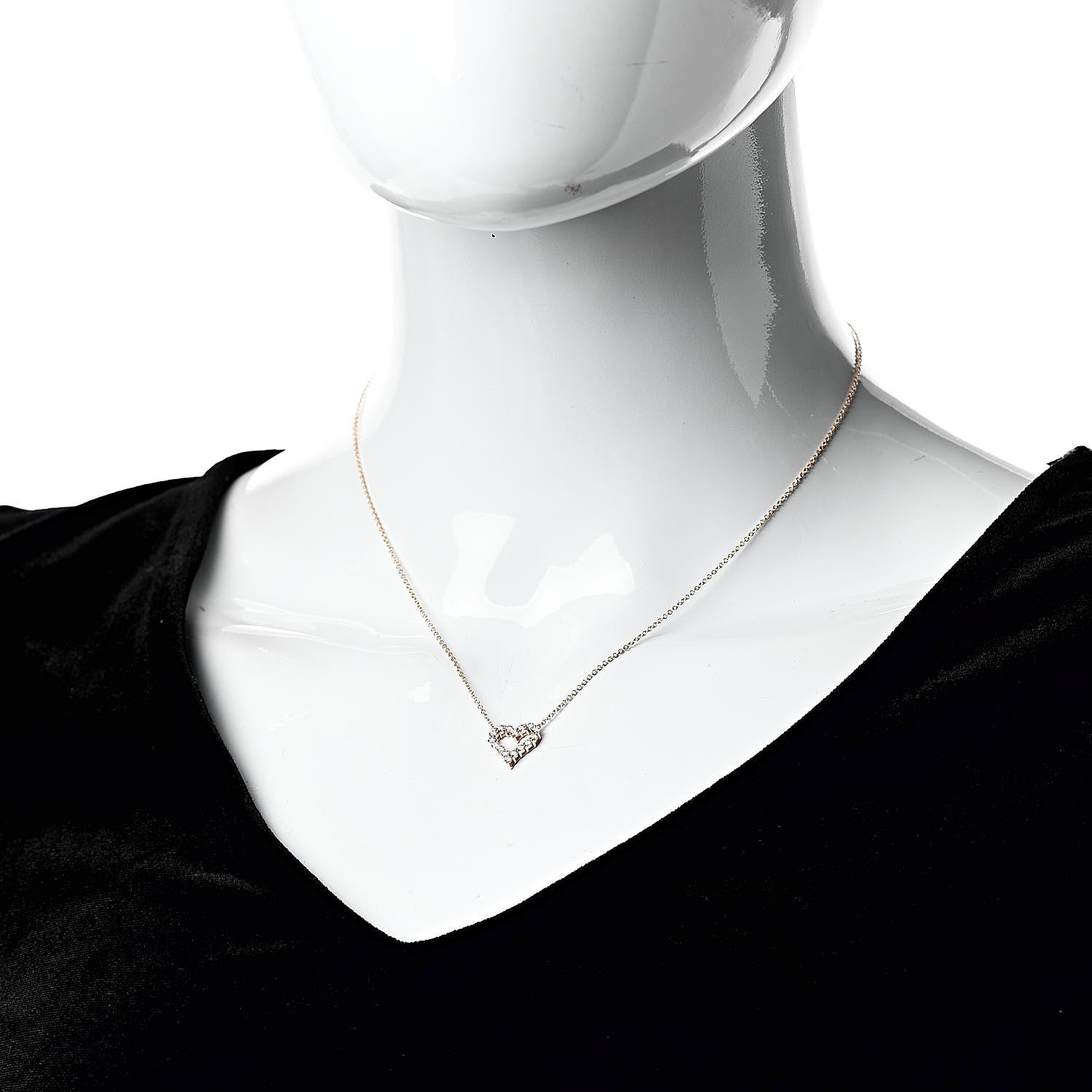 Tiffany 18K Rose Gold Diamond Mini Heart Pendant Necklace 2 of 6