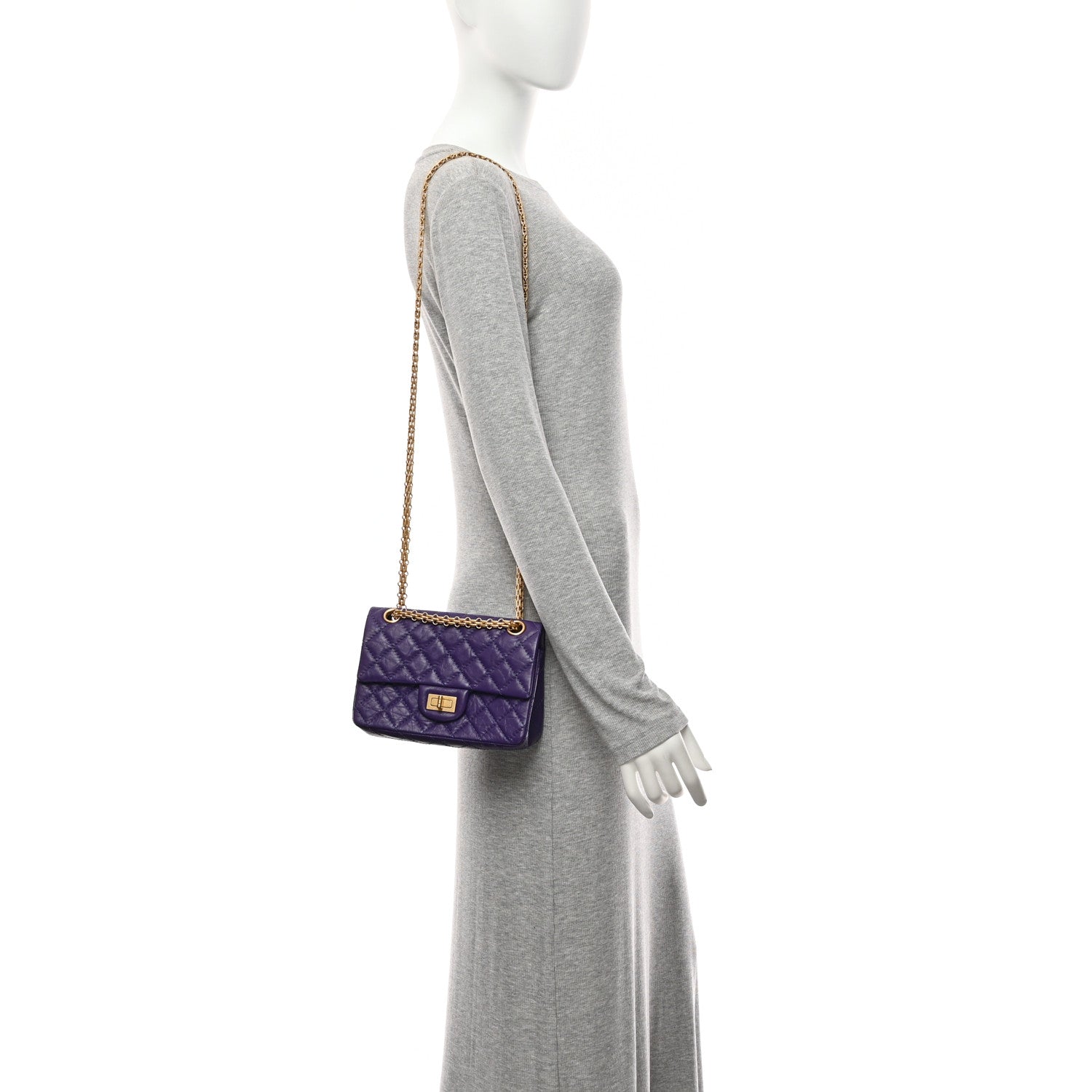 Chanel Aged Calfskin Quilted 2.55 Reissue Mini Flap Purple 2 of 11