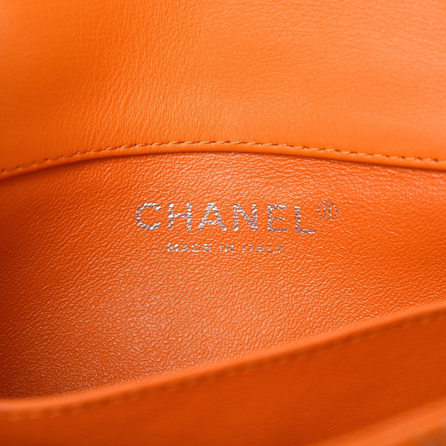Patent Quilted Extra Mini Flap Orange