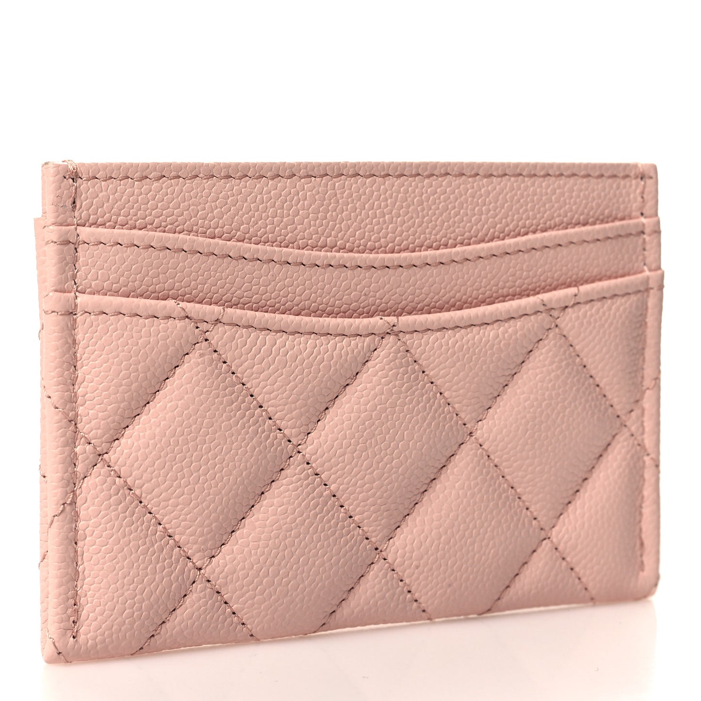 Caviar Quilted Card Holder Light Pink
