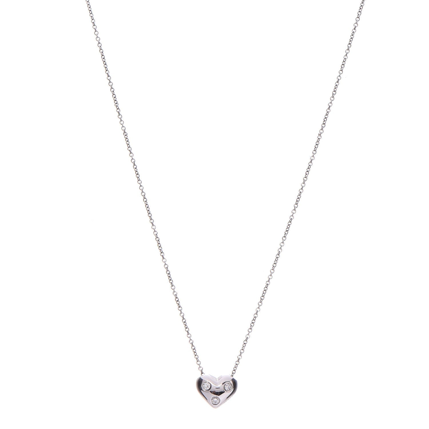 Tiffany Platinum Diamond Etoile Heart Pendant Necklace 1 of 6