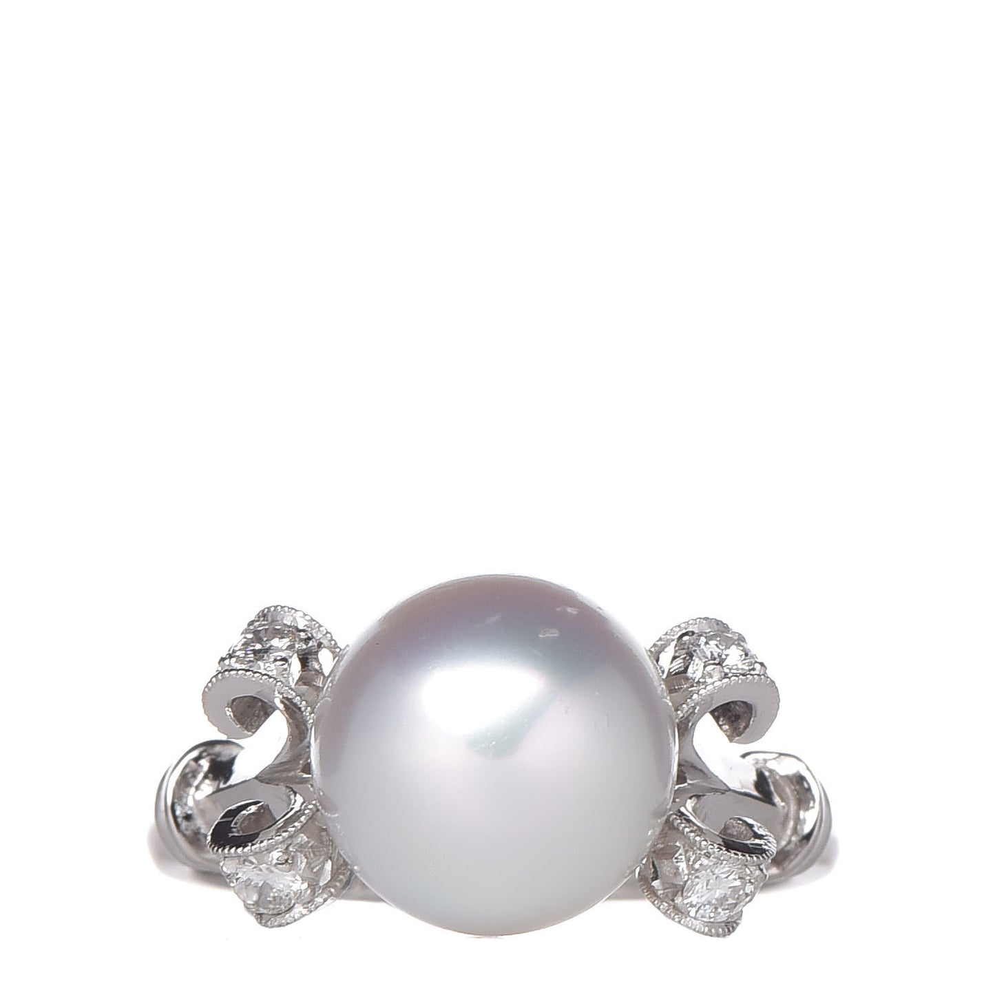 Platinum Diamond Akoya Pearl Ring 49 5