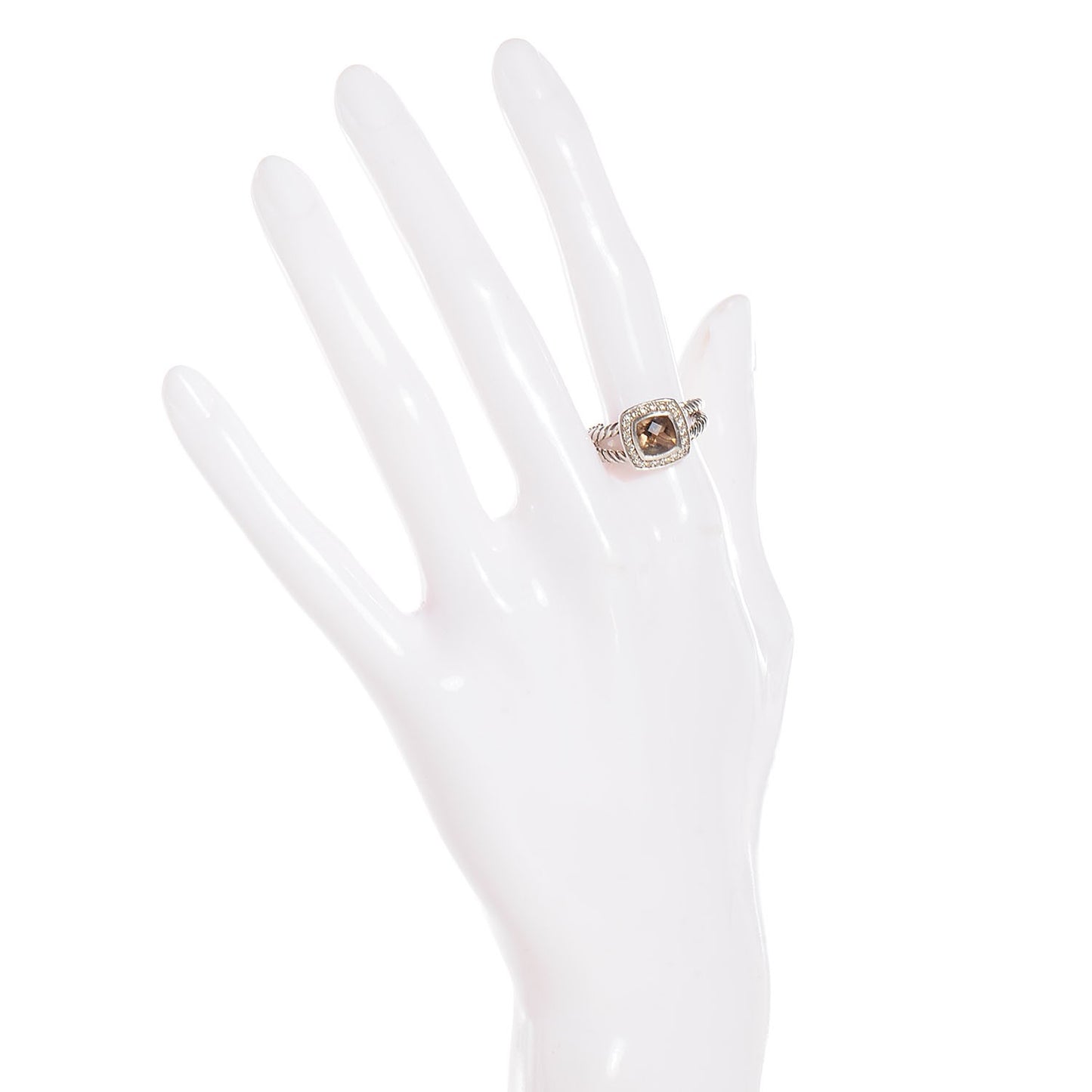 Sterling Silver Diamond Smoky Quartz 7mm Petite Albion Ring 54 7