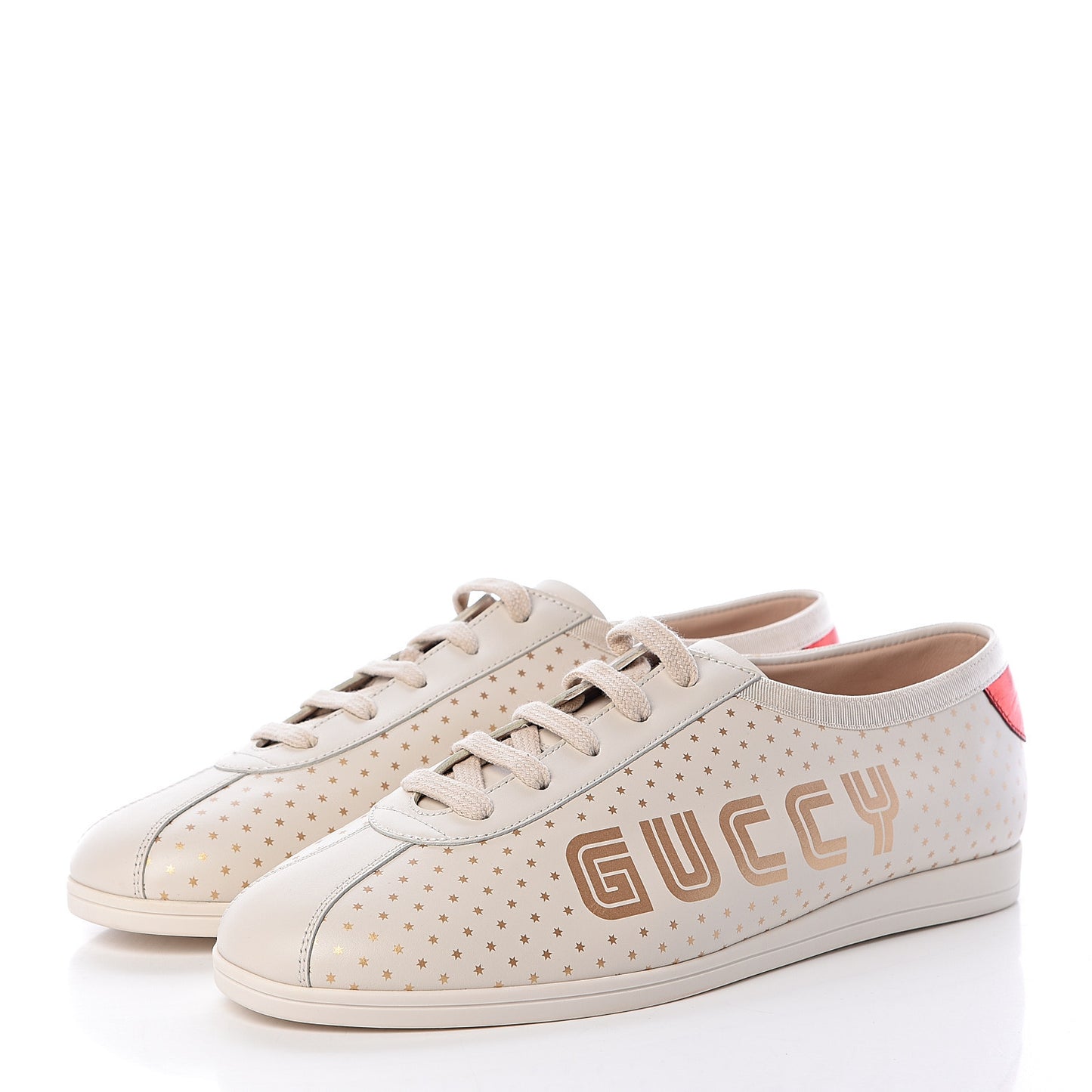 X SEGA Calfskin GUCCY Stars Womens Falacer Sneakers 42 White