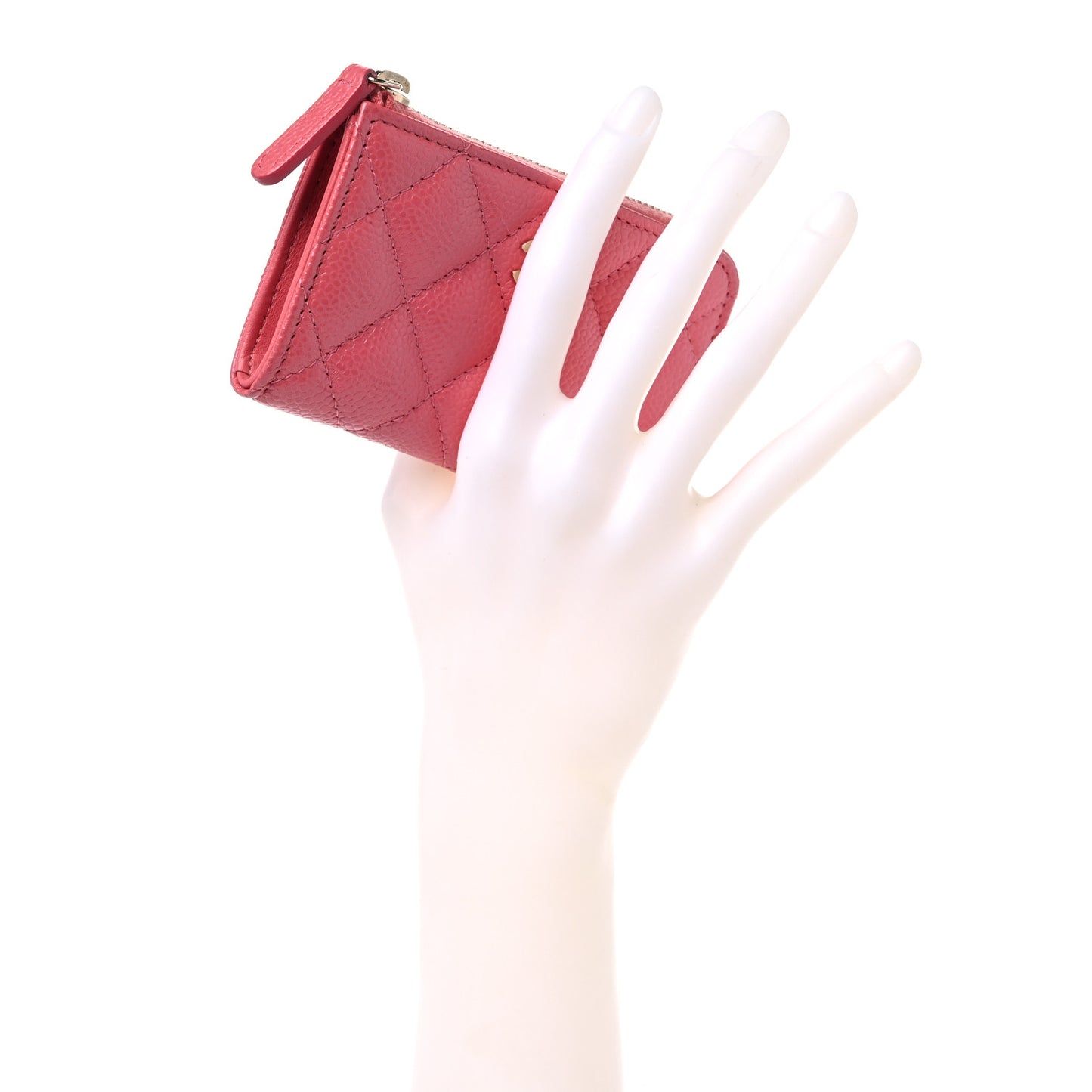 Caviar Quilted Zipped Key Holder Case Pink