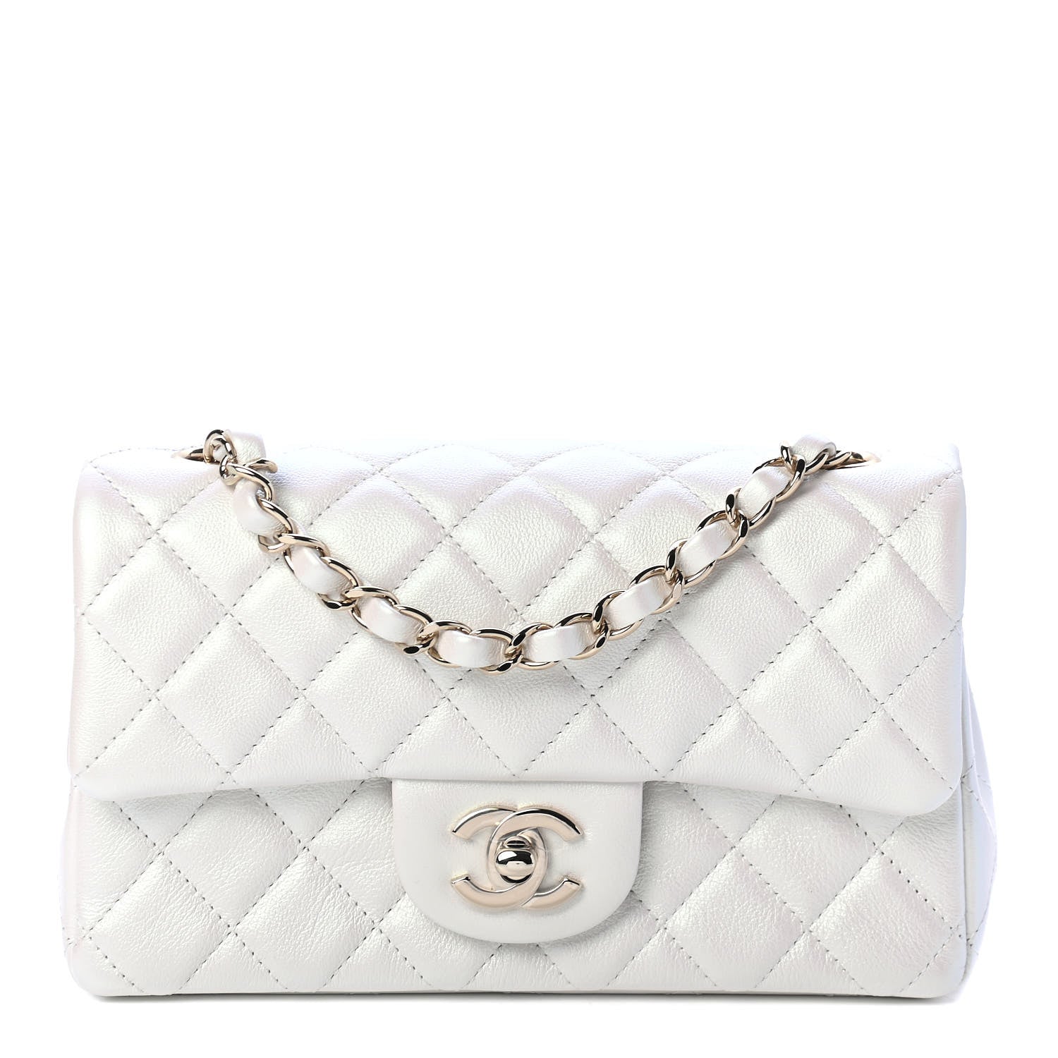 Chanel Iridescent Calfskin Quilted Mini Rectangular Flap White 1 of 4