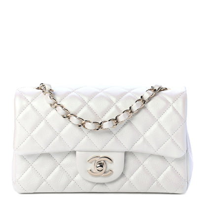 Chanel Iridescent Calfskin Quilted Mini Rectangular Flap White 1 of 4