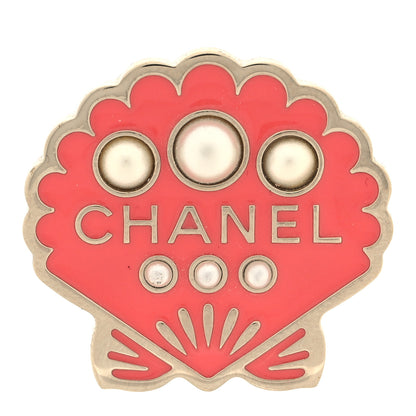 Chanel Enamel Pearl Seashell Brooch Pink Gold 1 of 5