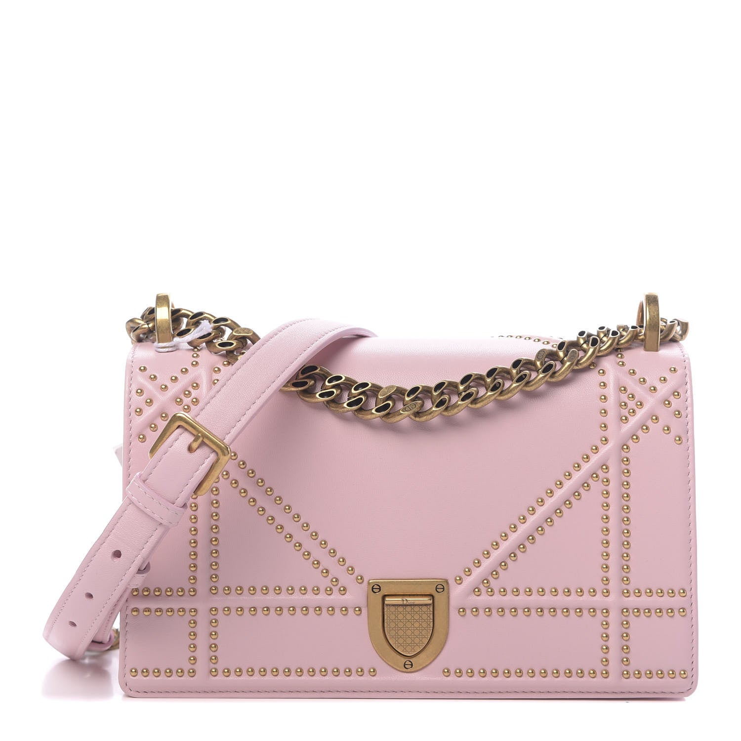 Christian Dior Lambskin Studded Small Diorama Flap Bag Pink 1 of 10
