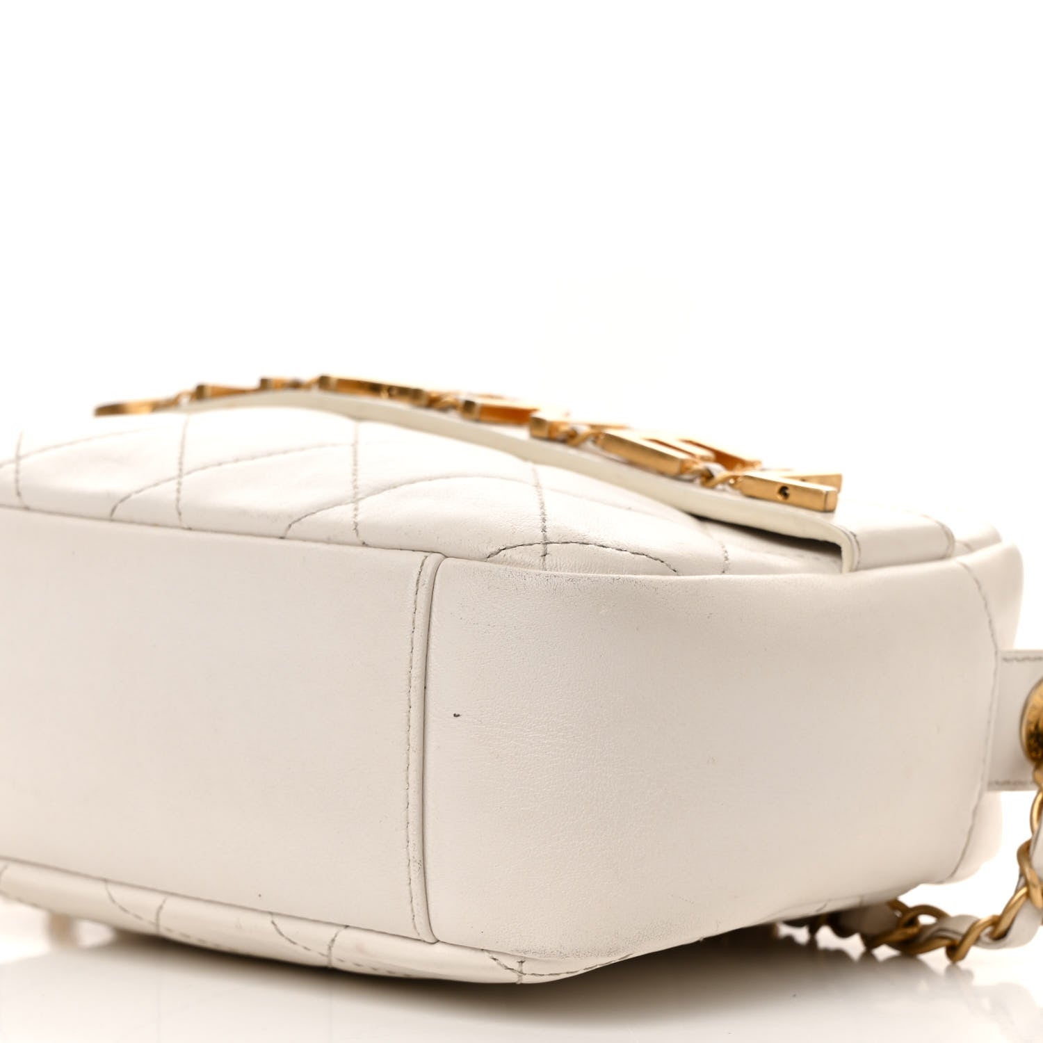 Chanel Calfskin Quilted Enchained Camera Case Bag White 10 of 18