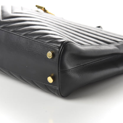 Saint Laurent Lambskin Matelasse Chevron Monogram Shopping Bag Black 7 of 9
