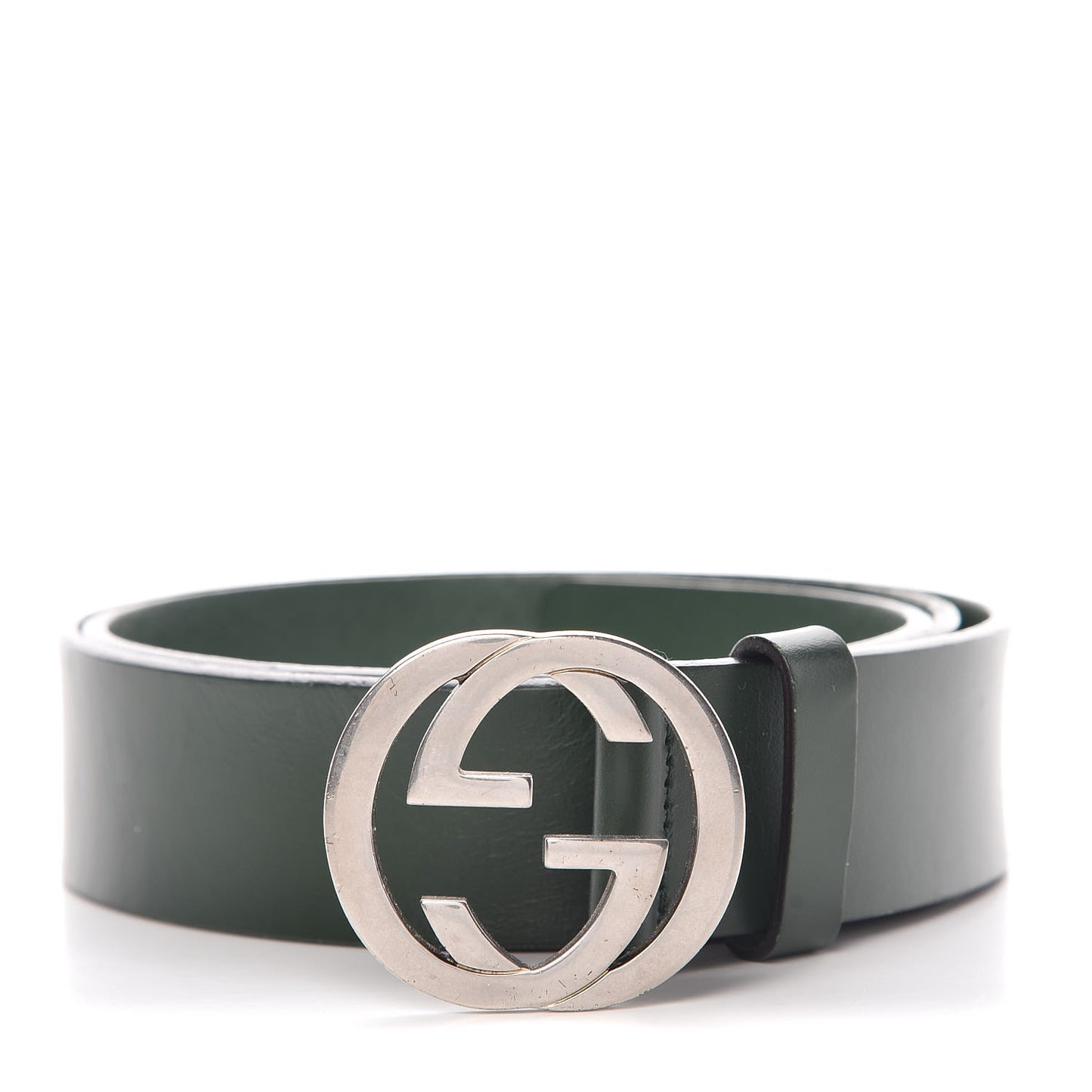 Selleria Calfskin Nickel Interlocking G 37mm Belt 90 36 Green