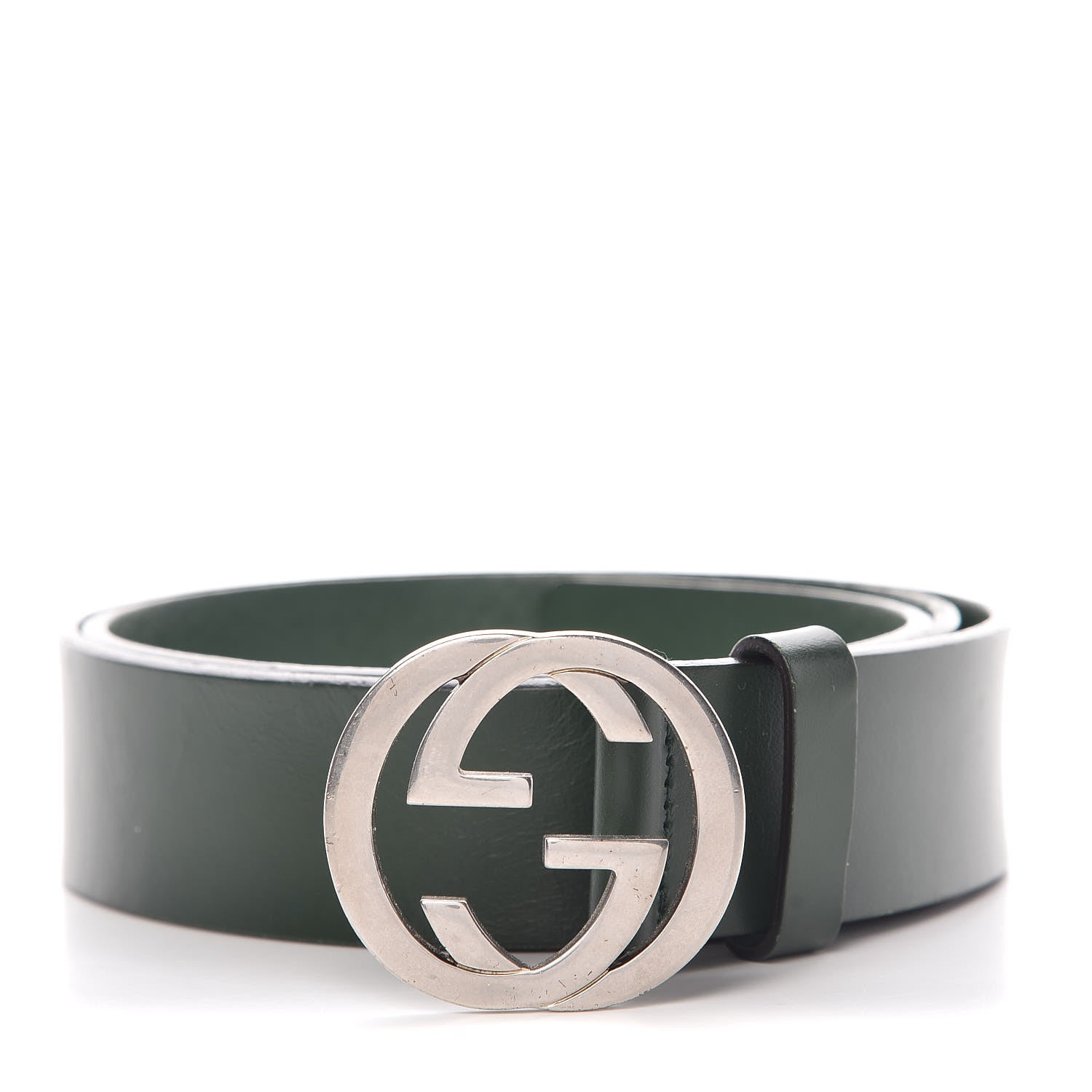 Gucci Selleria Calfskin Nickel Interlocking G 37mm Belt 90 36 Green 1 of 8