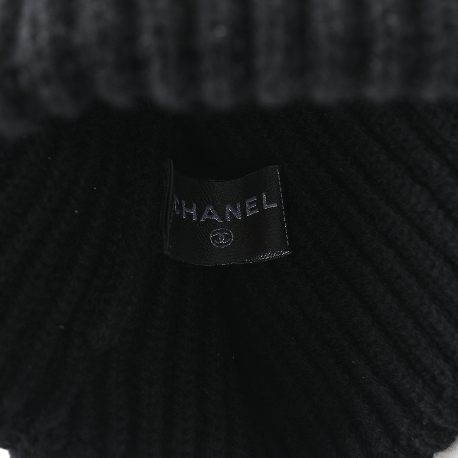 Chanel Cashmere Beaded Sequin Logo Beanie Hat Black 5 of 5