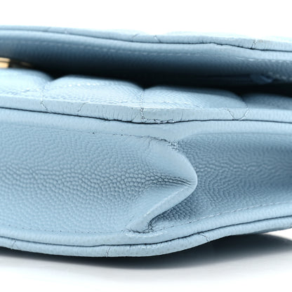 Chanel Caviar Quilted Wallet on Chain WOC Light Blue 10 of 16