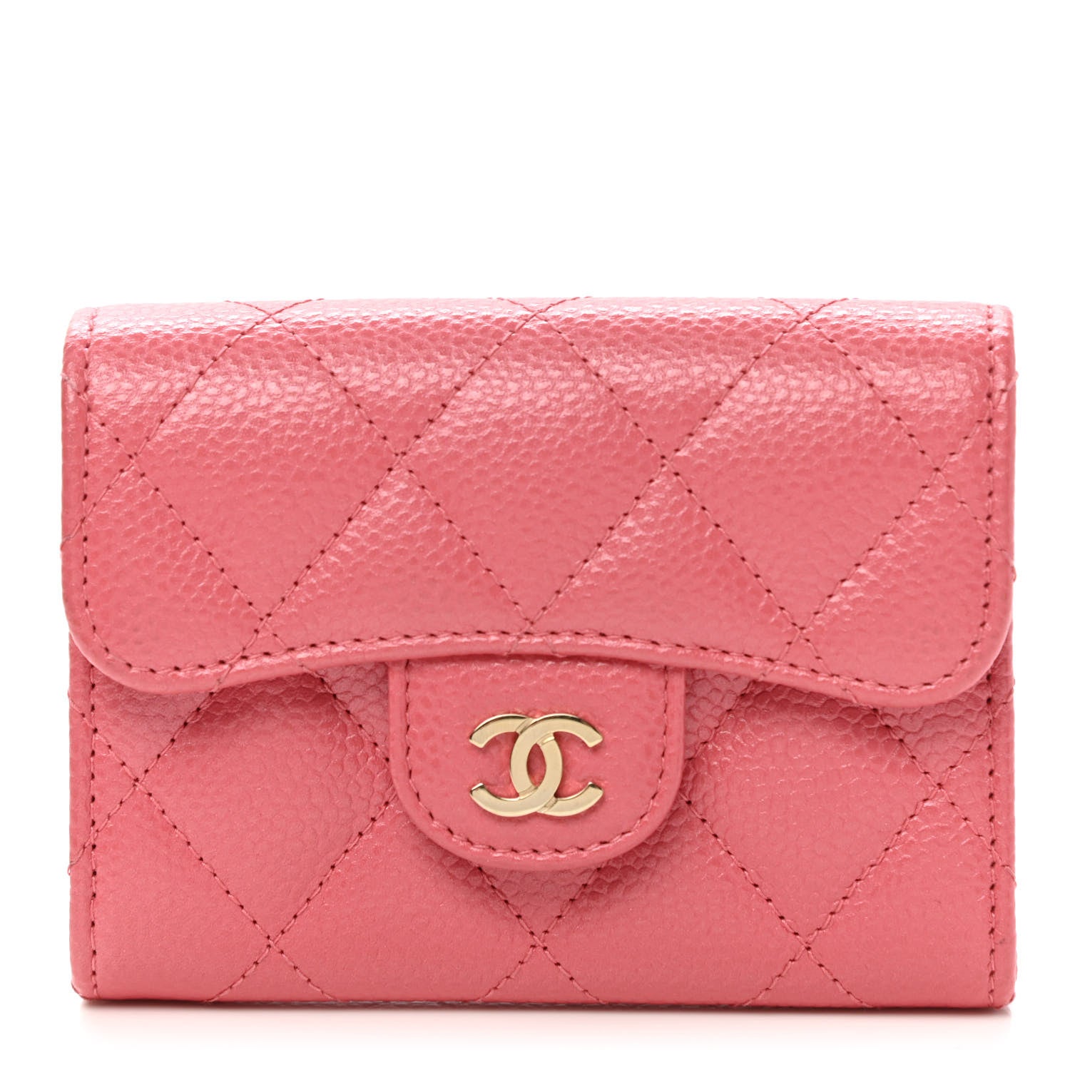Chanel Metallic Caviar Quilted Flap Card Holder Pink 1 of 9