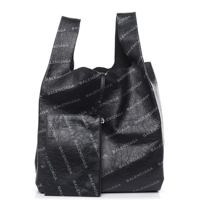 Balenciaga Agneau Arena Allover Logo M Supermarket Shopper Gris Crayon Gris 1 of 11