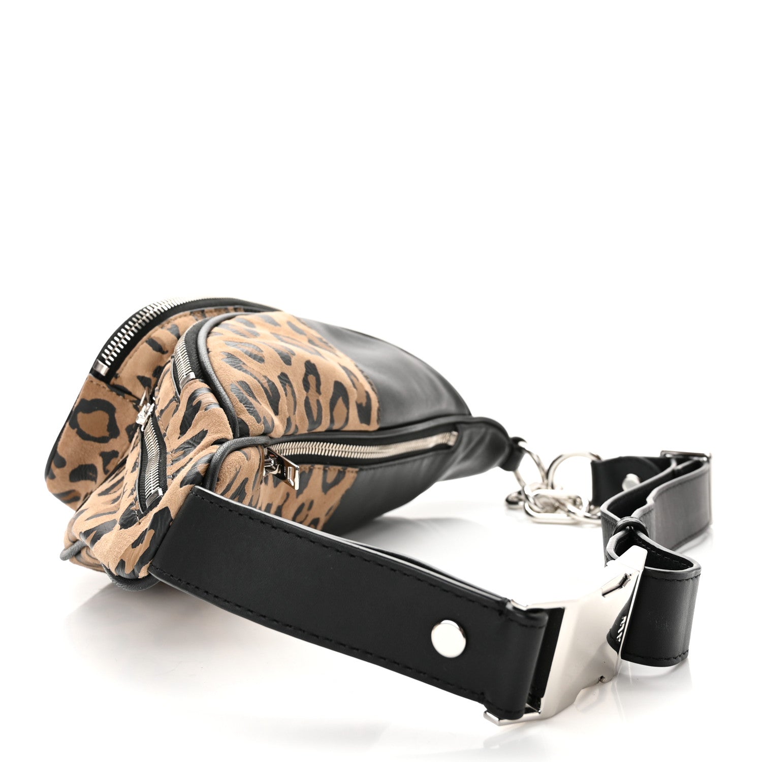 Alexander Wang Lambskin Suede Leopard Attica Belt Bag Black 3 of 9