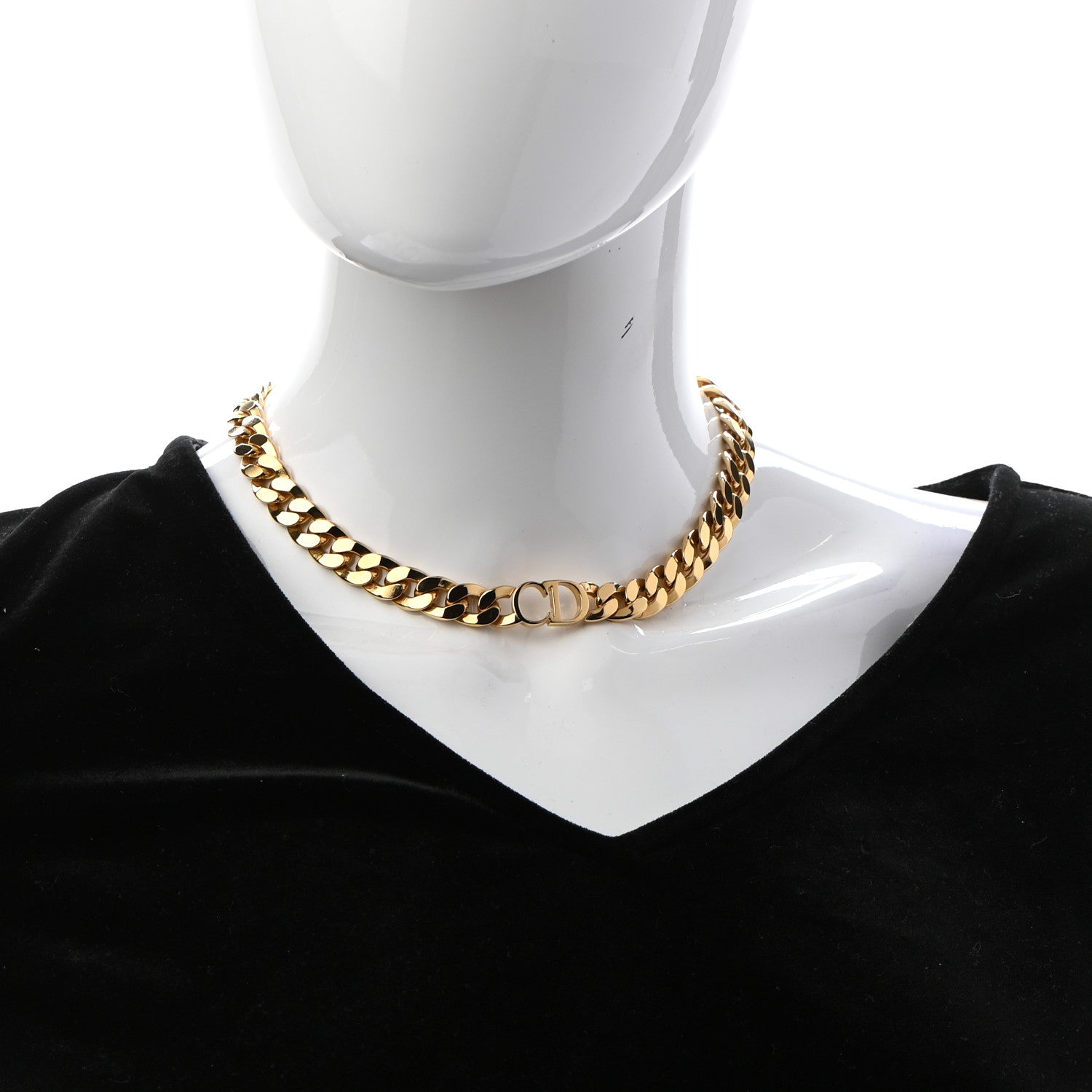 Christian Dior Metal CD Choker Necklace Gold 2 of 5