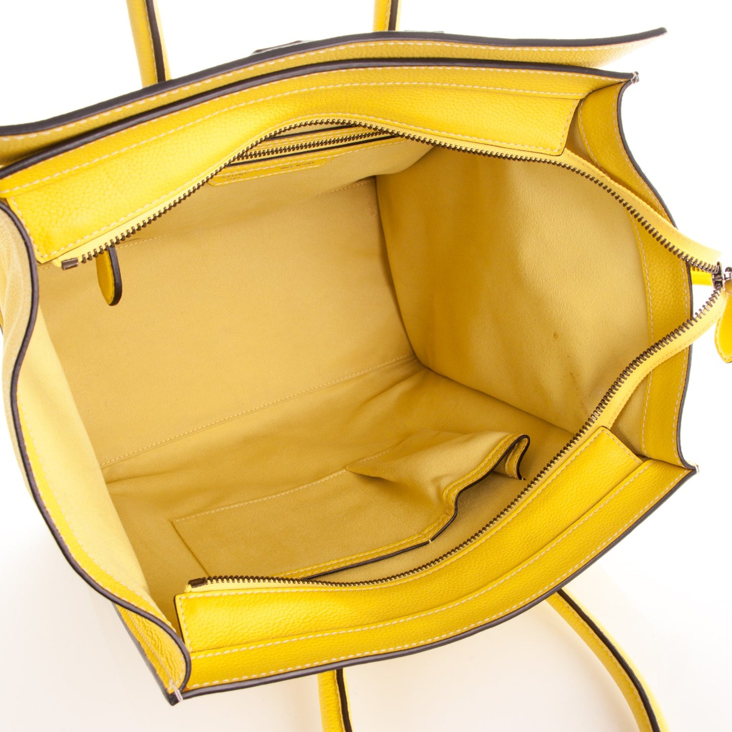 Drummed Calfskin Mini Luggage Citron