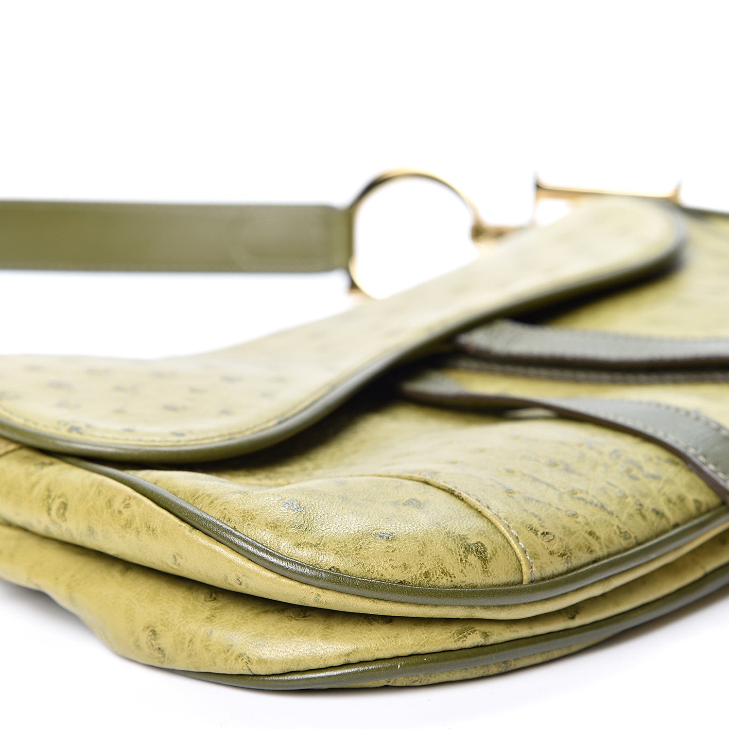 Christian Dior Ostrich Double Saddle Bag Green 8 of 9