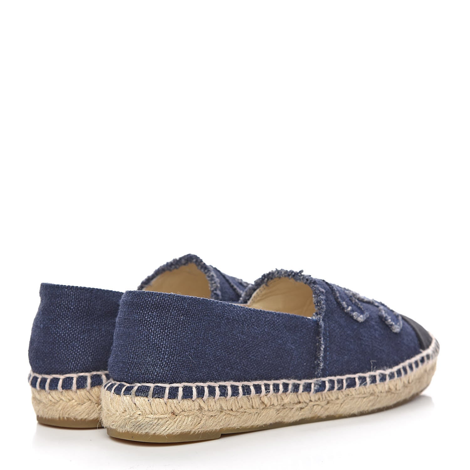 Chanel Denim Toile CC Espadrilles 38 Navy Black 4 of 9
