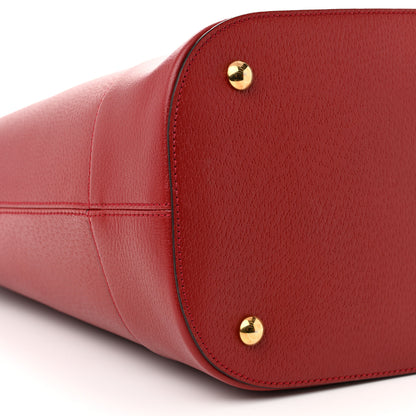 Gucci Textured Dollar Calfskin Web Small Savoy Bowling Tote Red 9 of 10