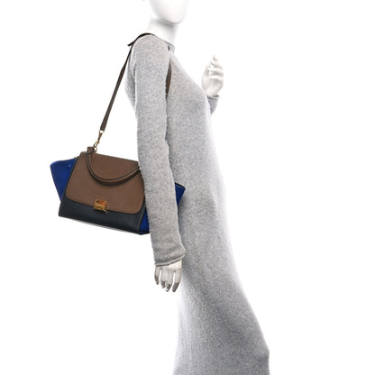 Celine Pebbled Calfskin Suede Small Trapeze Tri-Color Cobalt 2 of 11