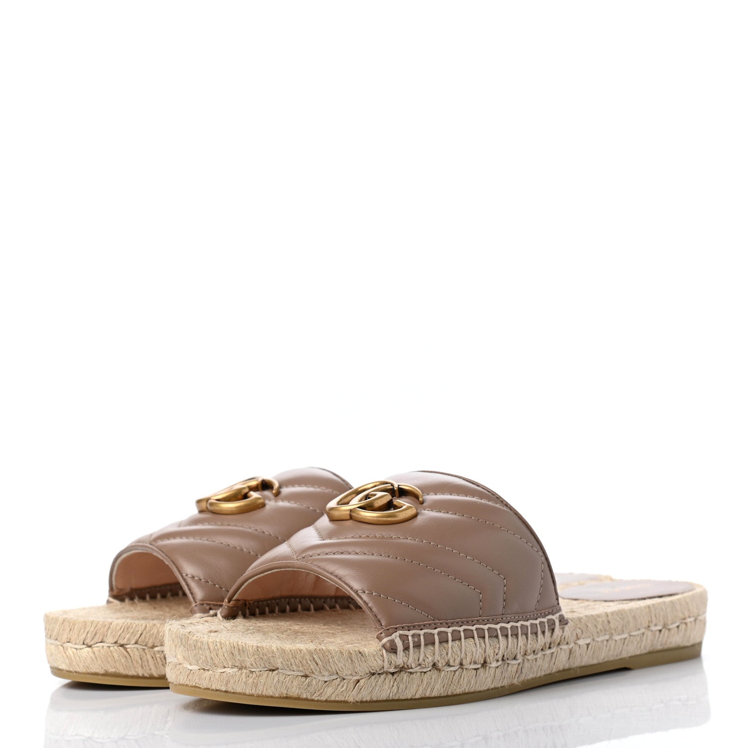Gucci Nappa Matelasse GG Marmont Espadrille Slide Sandals 40 Porcelain Rose 3 of 13