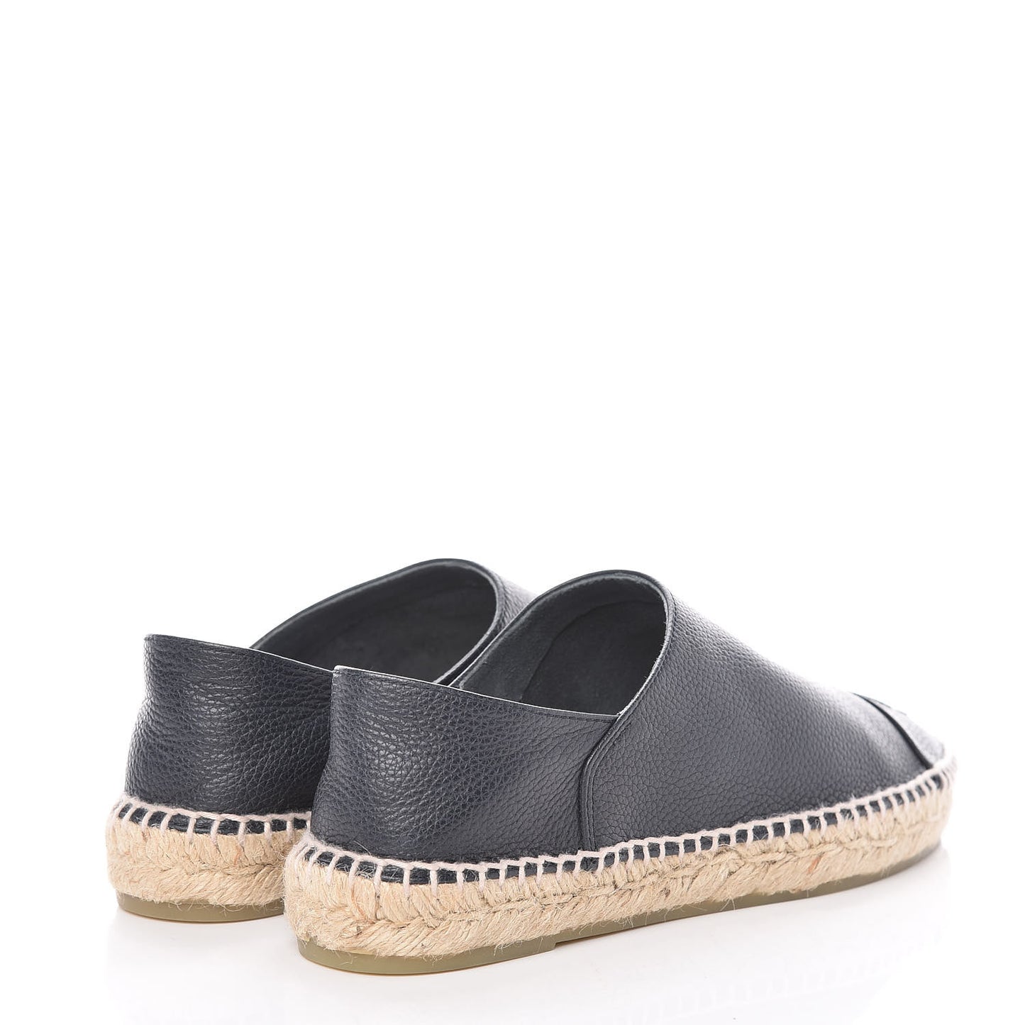 Grained Calfskin CC Espadrilles 39 Black Navy