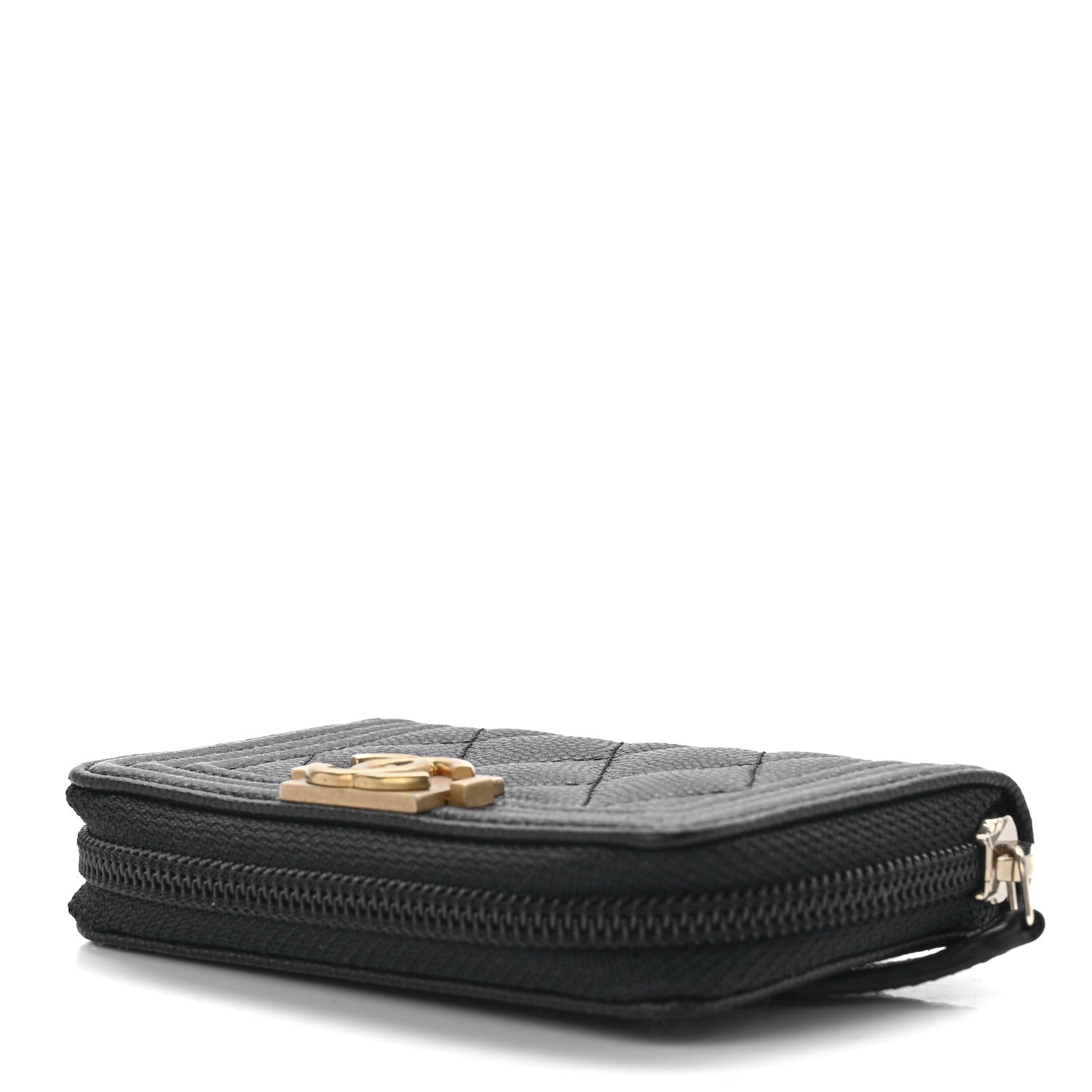 Chanel Caviar Quilted Boy Zip Around Coin Purse Wallet Black 8 of 10