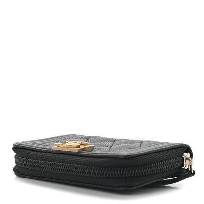 Chanel Caviar Quilted Boy Zip Around Coin Purse Wallet Black 8 of 10