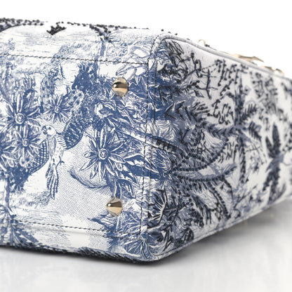 Christian Dior Lambskin Embroidered Medium Palm Tree Toile De Jouy Lady Dior Blue 10 of 11