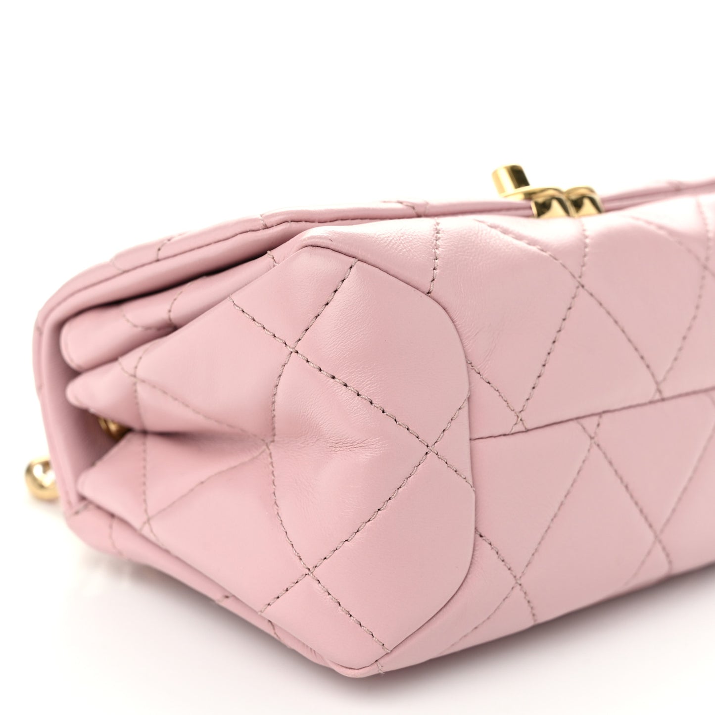 Lambskin Quilted Mini Color Match Flap Light Pink