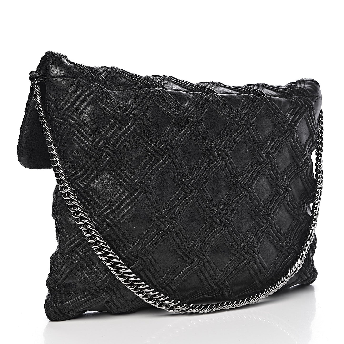 Lambskin Stitched Large Walk Of Fame Flap Black