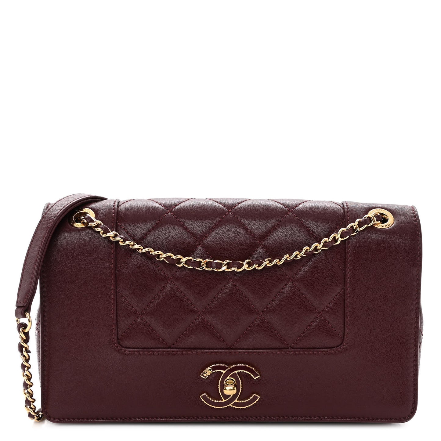 Sheepskin Quilted Vintage Mademoiselle Flap Dark Red